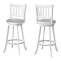 Monarch Specialties Bar Stool, Set Of 2, Swivel, Bar Height, Wood, Pu Leather Look, White, Grey, Transitional I 1238